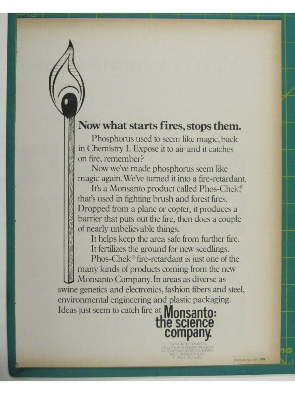 Print Ad Now What Starts Fires Stops Them Fire Retardant Chemistry 1972 Vintage